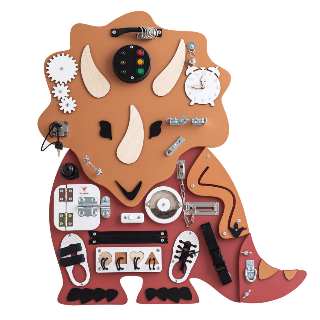 tablica manipulacyjna sensoryczna drewniana montessori Foxy Family