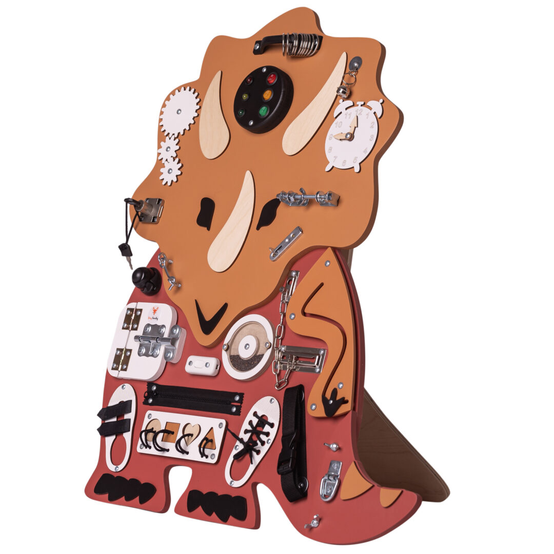 tablica manipulacyjna sensoryczna drewniana montessori Foxy Family