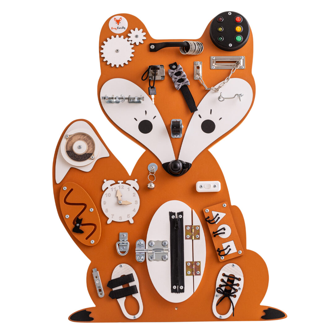 tablica manipulacyjna drewniana sensoryczna lisek lisiczka